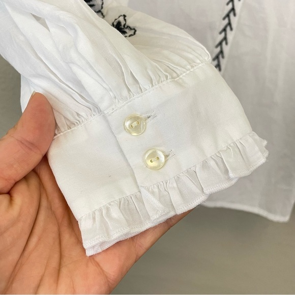 Johnny Was JADE Kivi Blouse White Cotton Embroidered Long Sleeve Small NWT - Picture 8 of 14